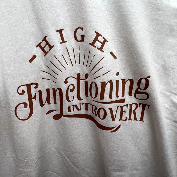 High Functioning Introvert Vinyl White Cotton Short Sleeve T-Shirt XL - Picture 5 of 6